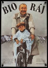 1k185 CINEMA PARADISO Czech 10x14 '89 great image of Philippe Noiret & Salvatore Cascio on bike!