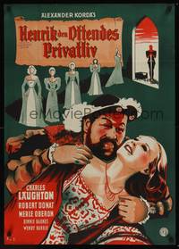 1k266 PRIVATE LIFE OF HENRY VIII Danish R1947 different art of Charles Laughton & Merle Oberon!