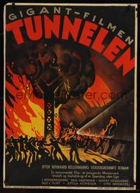 1k278 TUNNEL linen Danish '33 Curtis Bernhardt's Der Tunnel, art of riot in transatlantic tunnel!