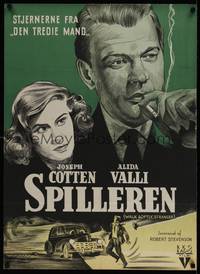 1k280 WALK SOFTLY STRANGER Danish '50 cool different art of smoking Joseph Cotten & pretty Valli!