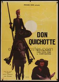 1k190 DON QUIXOTE French 23x32 '57 Russian version of Cervantes novel, cool Zelensky art!