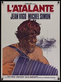 1k195 L'ATALANTE French 23x32 R80s Jean Vigo classic, wonderful art of Simon by Michel Gonory!