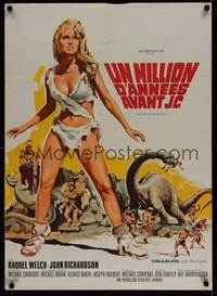 1k199 ONE MILLION YEARS B.C. French 23x32 '66 full-length sexiest prehistoric Raquel Welch!