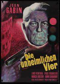 1k112 SPEAKING OF MURDER German '57 Le Rouge est mis, different art of Jean Gabin by Kumpf!
