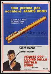 1k463 MAN WITH THE GOLDEN GUN Italian 1sh '74 art of Moore as James Bond, completely different!