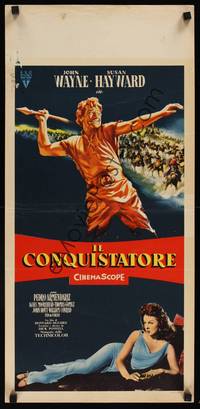 1k530 CONQUEROR Italian locandina '56 different art of John Wayne by Ciriello + Susan Hayward!