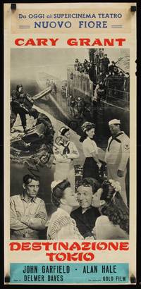 1k532 DESTINATION TOKYO Italian locandina R60s Cary Grant, John Garfield, different cast montage!