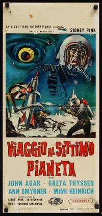 1k545 JOURNEY TO THE SEVENTH PLANET Italian locandina '62 cool different art by Sandro Symeoni!