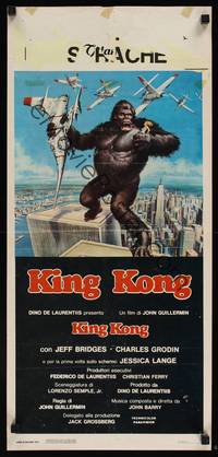 1k546 KING KONG Italian locandina '76 art of BIG Ape on the Twin Towers holding Jessica Lange!