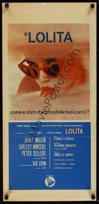 1k550 LOLITA Italian locandina '62 Stanley Kubrick, sexy Sue Lyon w/heart sunglasses & lollipop!
