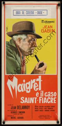 1k553 MAIGRET & THE ST. FIACRE CASE Italian locandina '59 art of detective Jean Gabin by Nistri!
