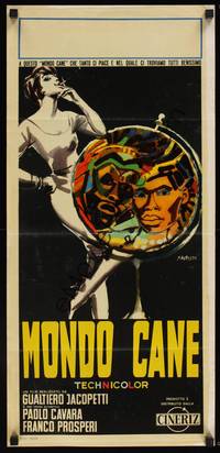 1k561 MONDO CANE Italian locandina '62 classic documentary of human oddities, art by Manfredo!