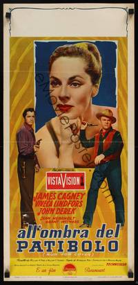 1k570 RUN FOR COVER Italian locandina '55 Lindfors between James Cagney & John Derek, Nicholas Ray