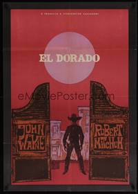 1k025 EL DORADO Romanian '66 John Wayne, completely different art of cowboy in saloon doors!