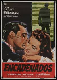 1k049 NOTORIOUS Spanish R82 different art of Cary Grant & Ingrid Bergman by Jano, Alfred Hitchcock