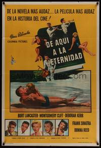 1m101 FROM HERE TO ETERNITY Argentinean '53 classic image of Lancaster & Kerr kissing on beach!