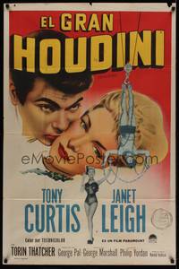 1m103 HOUDINI Argentinean '53 Tony Curtis as the famous magician + his sexy assistant Janet Leigh!