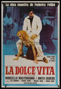 1m106 LA DOLCE VITA Argentinean R80s Fellini, classic image of Mastroianni astride Ekberg!