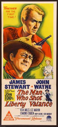 1m289 MAN WHO SHOT LIBERTY VALANCE Aust daybill '62 John Wayne & James Stewart, John Ford