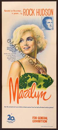 1m291 MARILYN Aust daybill '63 different image of young sexy Monroe, plus Rock Hudson too!