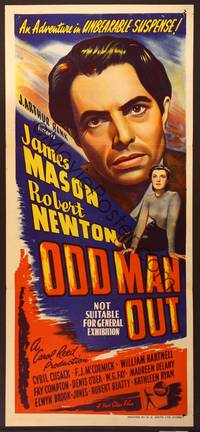 1m293 ODD MAN OUT Aust daybill '47 James Mason is a man on the run, directed by Carol Reed!