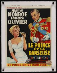 1m013 PRINCE & THE SHOWGIRL linen Belgian '57 different art of Olivier & sexy Marilyn Monroe!