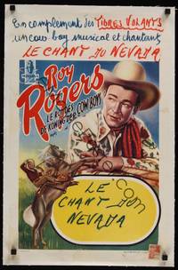 1m015 ROY ROGERS linen Belgian '50s cool art of the King of the Cowboys close up & on horse!