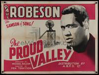 1m336 PROUD VALLEY British quad '40 close up art of Paul Robeson, the Samson of Song!