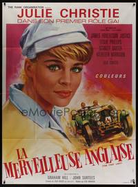 1m223 FAST LADY French 1p '62 completely different close up art of Julie Christie + cool car!