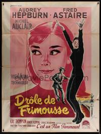 1m226 FUNNY FACE French 1p '57 art of Audrey Hepburn close up & full-length + Astaire by Grinsson!