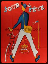1m232 JOUR DE FETE French 1p R60s great art of postman Jacques Tati by Rene Peron!