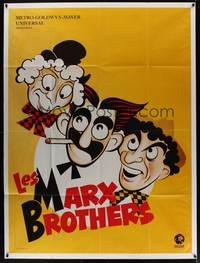 1m238 LES MARX BROTHERS French 1p '70s great Hirschfeld-like art of Groucho, Chico & Harpo!