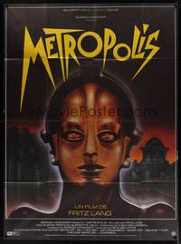 1m239 METROPOLIS French 1p R84 Fritz Lang classic, different robot art by Phillippe!