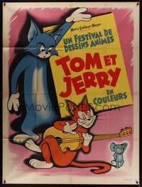 1m258 TOM & JERRY FESTIVAL OF CARTOONS French 1p '50s great cat & mouse cartoon artwork!