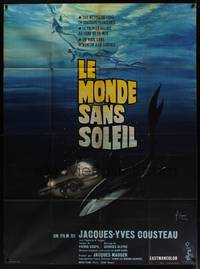 1m265 WORLD WITHOUT SUN style B French 1p '65 Jacques-Yves Cousteau, cool art by Georges Kerfyser!