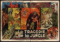 1m204 FORBIDDEN ADVENTURE IN ANGKOR French 2p '37 great stone litho montage of jungle images!