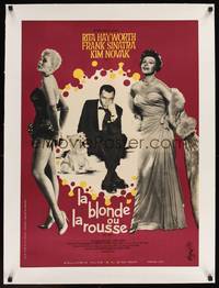 1m057 PAL JOEY linen French 23x32 '57 different image of Frank Sinatra, sexy Rita Hayworth & Novak!