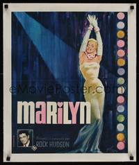 1m060 MARILYN linen French 15x21 '63 sexy full-length art of Monroe + Rock Hudson too by Grinsson!
