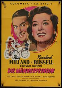 1m281 WOMAN OF DISTINCTION German '51 Rosalind Russell & Ray Milland close up & on bicycles!