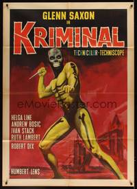 1m145 KRIMINAL Italian 1p '66 Umberto Lenzi, art of man with knife in cool skeleton costume!