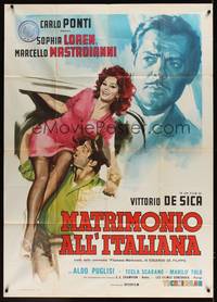 1m151 MARRIAGE ITALIAN STYLE Italian 1p '64 de Sica, art of sexy Loren & Mastroianni by Crovato!