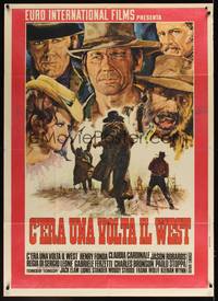 1m157 ONCE UPON A TIME IN THE WEST Italian 1p '68 Leone, art of top stars by Rodolfo Gasparri!