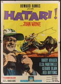 1m187 HATARI Italian 2p '62 Howard Hawks, different art of John Wayne in Africa by Enzo Nistri!