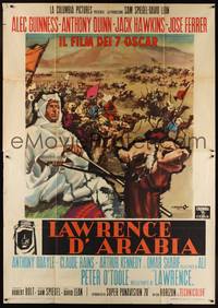 1m190 LAWRENCE OF ARABIA style A Italian 2p '63 David Lean, different art of O'Toole by Cesselon!