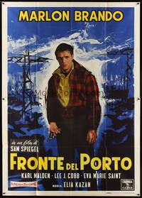 1m195 ON THE WATERFRONT Italian 2p R60 directed by Elia Kazan, full-length Marlon Brando with gun!