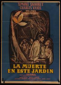 1m268 GINA Mexican poster '56 Luis Bunuel's La mort en ce jardin, art of Simone Signoret & Vanel!
