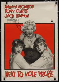 1m031 SOME LIKE IT HOT linen Yugoslavian '59 sexy Marilyn Monroe w/Curtis & Jack Lemmon in drag!