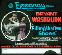 1p011 FILLING HIS OWN SHOES glass slide '17 great image of two girls fighting over Bryant Washburn!