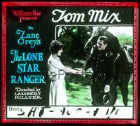 1p023 LONE STAR RANGER glass slide '23 Tom Mix with pretty Billie Dove, from Zane Grey novel!