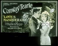 1p024 LOVE'S MASQUERADE glass slide '22 romantic close up of Conway Tearle & Winifred Westover!
